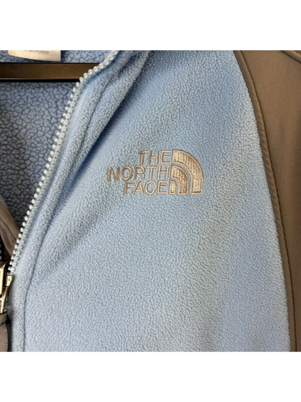 The North Face Womens Small Fleece Jacket Blue Beige Full-Zip Outdoor Layer - Picture 10 of 11